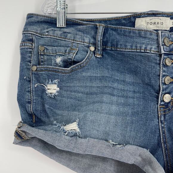 Torrid Button Fly Jean Cut Off Short Shorts Blue Size 16 - Picture 4 of 8